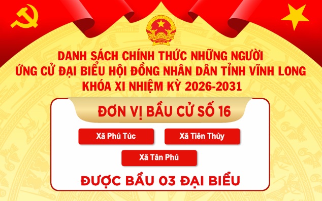Danh sách chính thức những người ứng cử Đại biểu Hội đồng nhân dân tỉnh Vĩnh Long khóa XI nhiệm kỳ 2026-2031 - Đơn vị bầu cử số 16